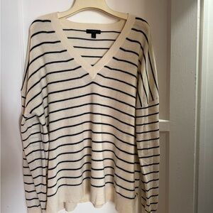 J. Crew Cream and Black/ Navy Knit Sweater XL
